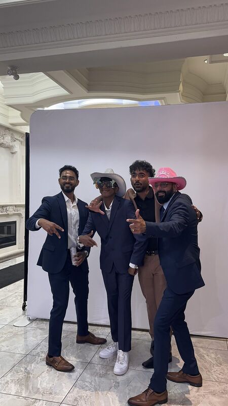 Fun with props at the photo booth